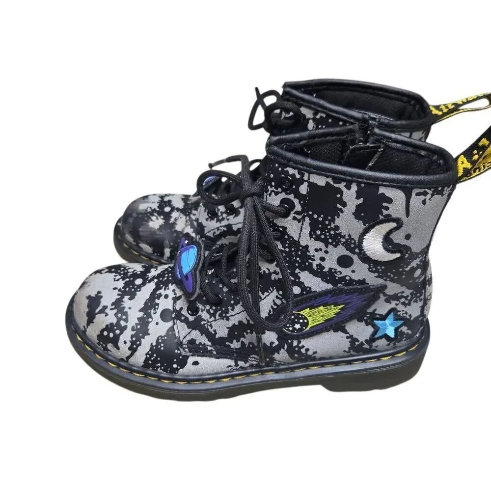 Dr. Martens Boots 1460 Space Hydro Leather Size 3 Kids Galaxy Combat - Picture 2 of 6
